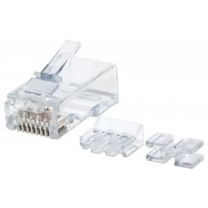 Image of Intellinet RJ45 Modular Plugs Cat6A UTP 2-prong for stranded wire 15 gold plated contacts 80 pack
