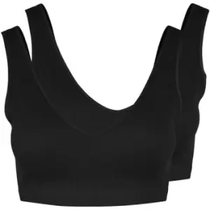 Image of Pieces Rib Seamless 2-Pack Bra - Black