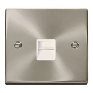 Image of Click Deco Single Telephone Outlet Secondary White Satin Chrome VPSC125WH