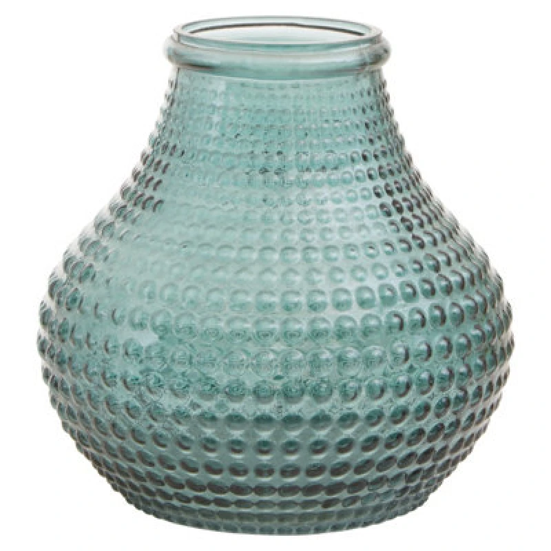 Image of Orsina Large Green Glass Vase With Vibrant Green Hue, Stylish Pottery Vase With Studded Surface, Textured Glass Vase