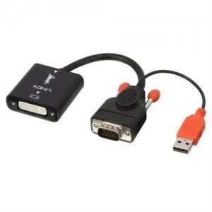 Image of Lindy VGA - DVI-D 0.2 m VGA (D-Sub) + USB Black Orange