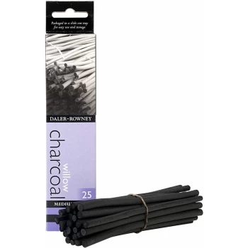 Image of Daler Rowney - Artists Willow Charcoal Medium Sticks - Pack of 25