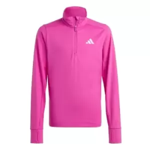 Image of adidas Running AEROREADY Half-Zip Long Sleeve Tee Kids - Semi Lucid Fuchsia / Reflectiv