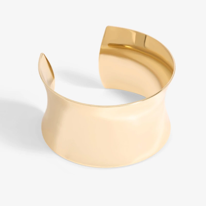 Image of Mood Gold Polished Sculpted Cuff Bracelet Jewellery Sets One Size Gold 42515710000