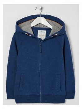 Image of FatFace Boys Angler Fish Zip Thru Graphic Hoodie - Navy, Size 8-9 Years