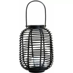 Image of Mataram Black Rattan Candle Holder - Premier Housewares