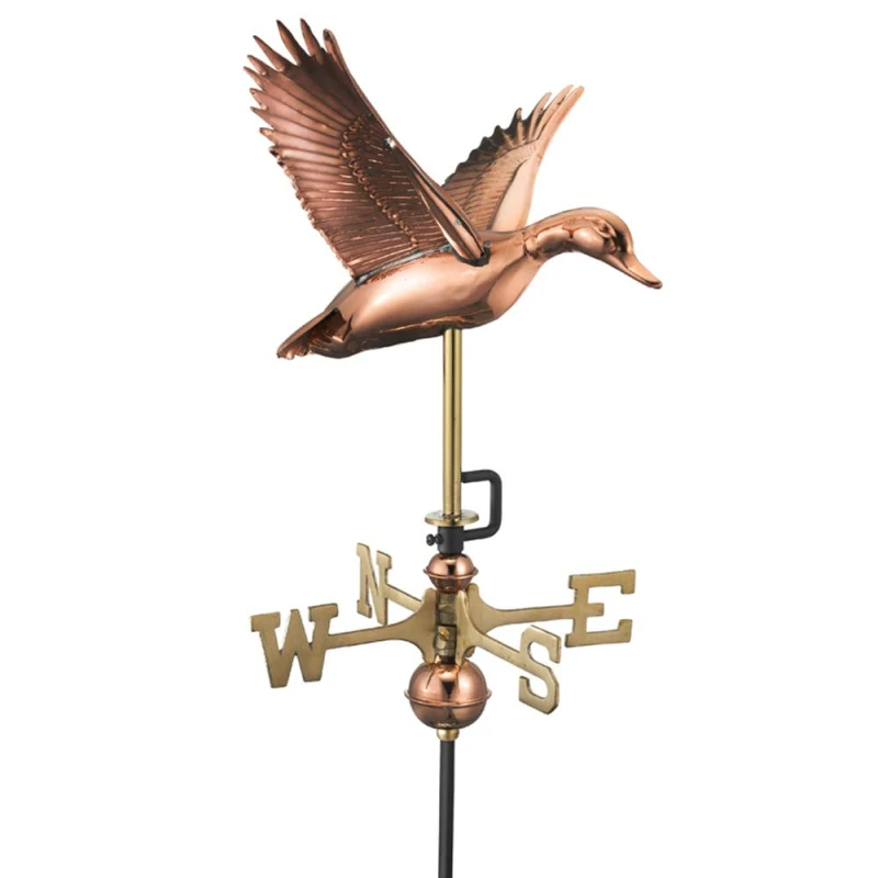 Image of Good Directions Cottage Duck in Flight Copper Weathervane - Quality Wind Vane Copper Unisex