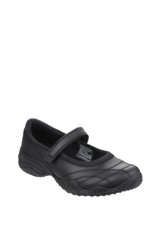 Image of Skechers Girl's 'Velocity Pouty' Leather Shoes in Black Size: Infant 13.5 Black Female Infant 13.5