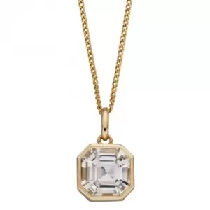 Image of Asscher Cut White Topaz Pendant in Yellow Gold GP2285C