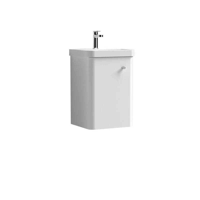 Image of Balterley Wall Hung 1 Door Vanity Unit with Ceramic Sink Gloss White 400mm White