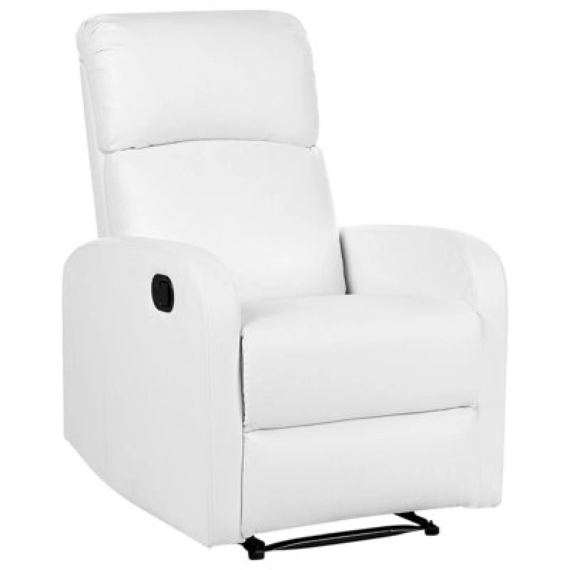 Image of Beliani Recliner Chair Virrat With Footrest Faux Leather White