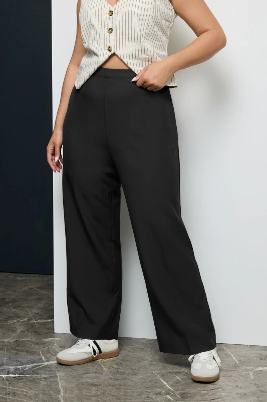 Image of Yours Womens Straight Leg Trousers in Black Size: 14R Black Female 14R