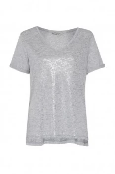 Image of Great Plains Let It Shine V Neck T Shirt Silver Marl