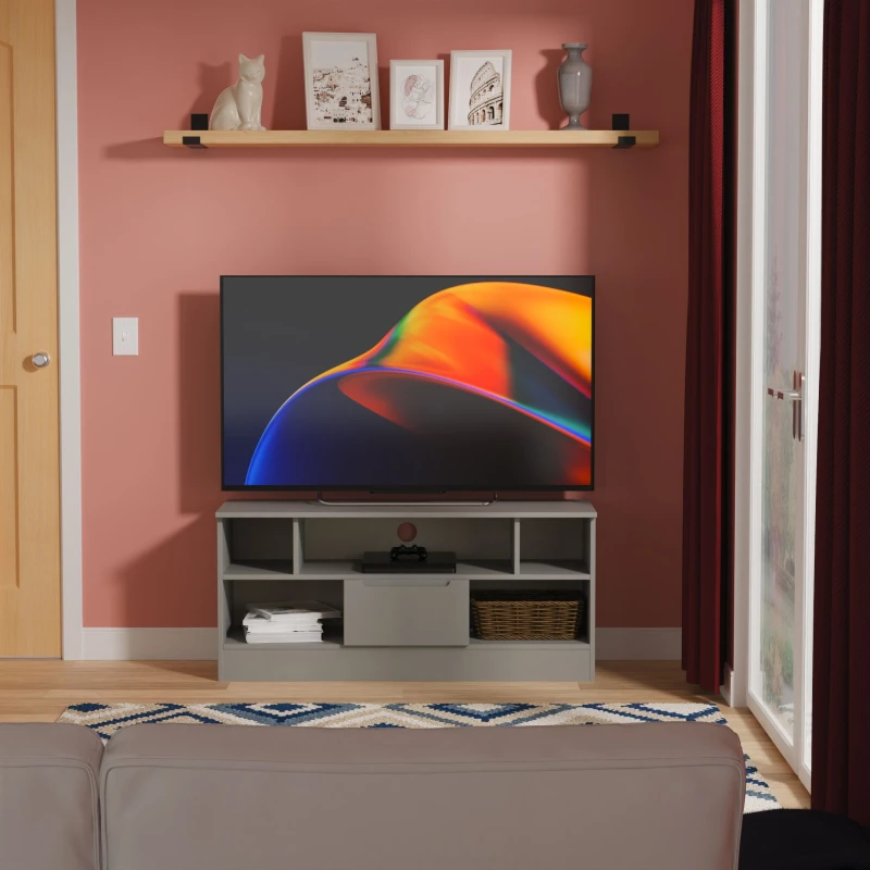 Image of Welcome Furniture Ltd Milan 1 Drawer TV & Media Unit in Dusk Grey - Ready Assembled, Grey MIL210DGDG