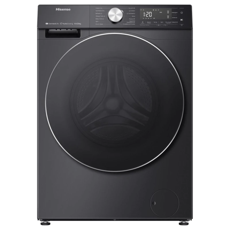 Image of Hisense 5S Series WD5S1045BB WiFi Connected 10.5Kg / 6Kg Washer Dryer with 1400 rpm - Black, A Rated [Wash Only]