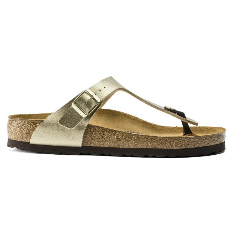 Image of Birkenstock Gizeh BS Birko-Flor Unisex Toe Post Sandals - Gold - Size:UK 5.5