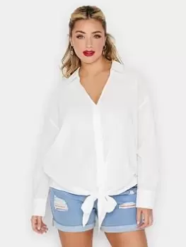Image of Yours Tie Hem Shirt Off White, Size 20, Women