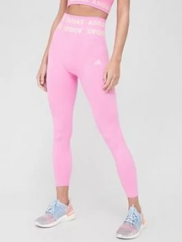 Image of adidas Aeroknit 7/8 Leggings - Pink , Bright Pink, Size XL, Women