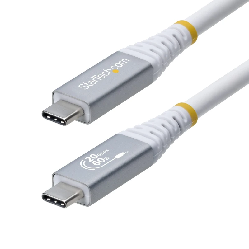 Image of StarTech.com StarTech.com 3m (10ft) USB4 Cable, 20Gbps, USB-IF Certified USB-C Cable, 60W PD, 4K 120Hz DP 1.4, TPE Jacket, White USB-C Cord CC3M20GUSB