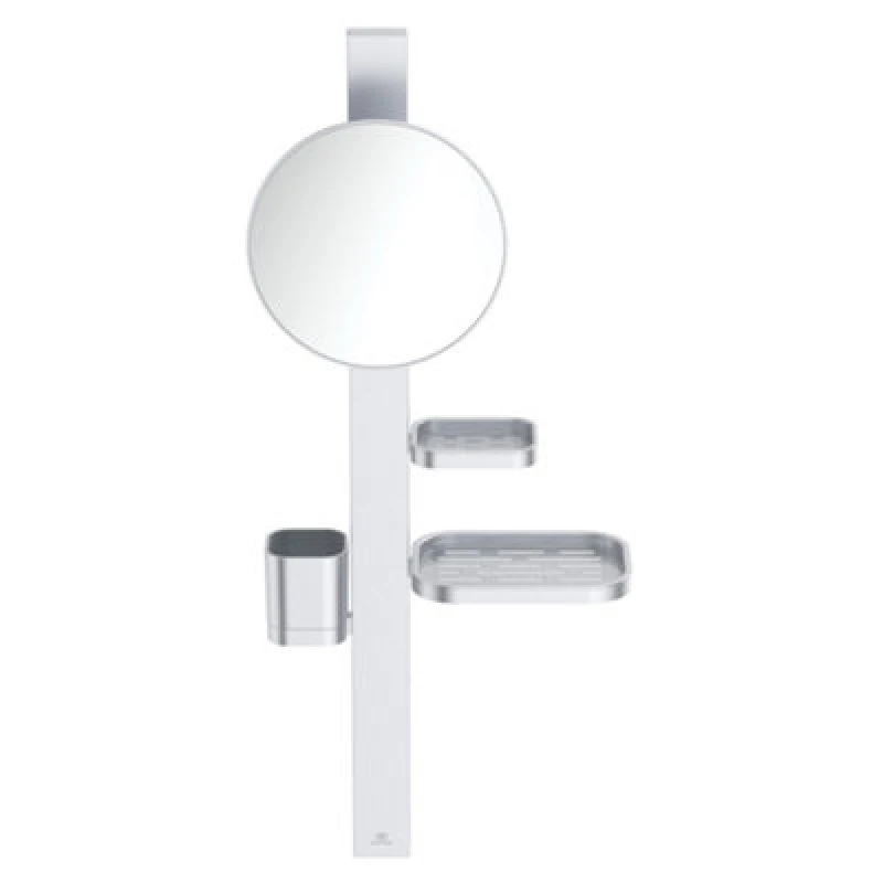 Image of Ideal Standard Alu+ Matt Silver Effect Round Wall-Mounted Bathroom Mirror (H)71.7Cm (W)31.05Cm