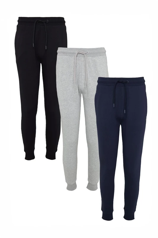 Image of Threadbare Threadbare Men 3 Pack 'Tangelo' Regular Fit Joggers in Black Size: large Black L Male 7625915005242