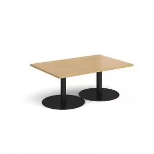 Image of Monza rectangular coffee table with flat round Black bases 1200mm x