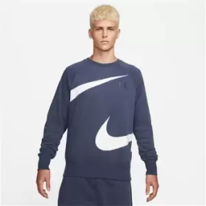 Image of Nike Sportswear Swoosh Mens Semi-Brushed Back Fleece Sweater - Blue