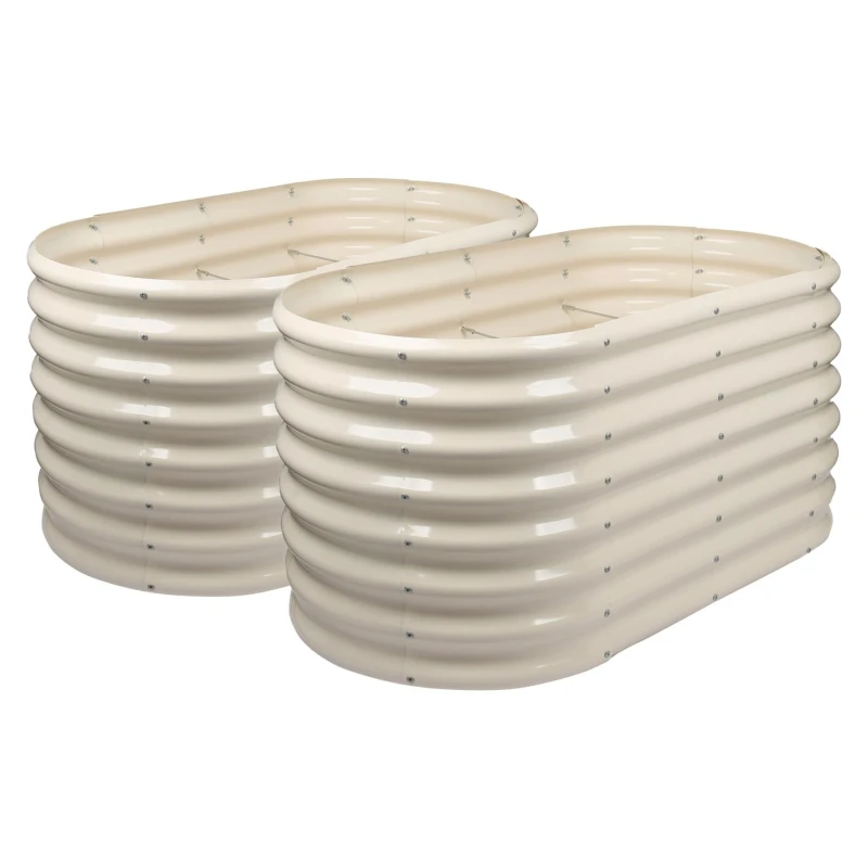 Image of Harbour Housewares Rounded Raised Garden Beds - 120cm x 60cm x 60cm - Pack of 2 in Beige Size: 120cm x 60cm x 60cm Beige Unisex 120cm x 60cm x