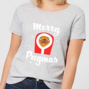 Image of Merry Pugmas Womens T-Shirt - Grey - 3XL
