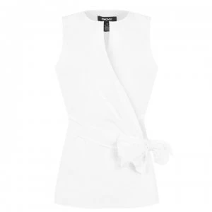 Image of DKNY Sleeveless Wrap Top - White