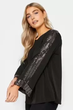Image of Sequin Trim Long Sleeve Top