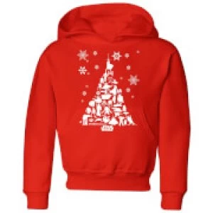 Image of Star Wars Character Christmas Tree Kids Christmas Hoodie - Red - 9-10 Years