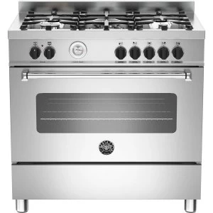 Image of Bertazzoni MAS90-5-MFE-S-XE Master Series 90cm Single Oven Dual Fuel Range Cooker - Stainless Steel