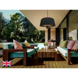 Image of Estufa Outdoor Electrical Heater Ceiling Cylindrical Pendant Black, Remote Control, IP44