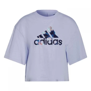 Image of adidas You for You Cropped Logo T-Shirt Womens - Violet Tone