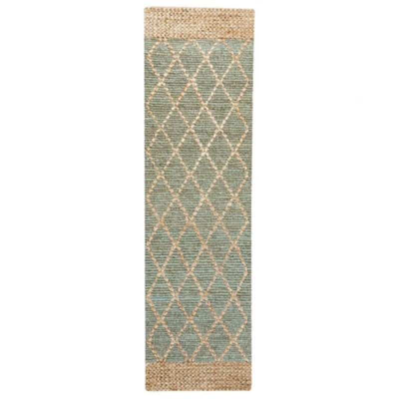 Image of Beliani Rug Tellikaya Green 80 X 300 Cm Jute