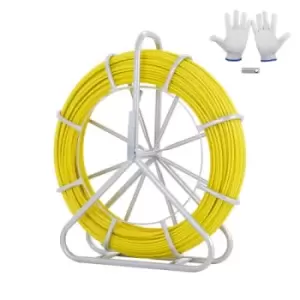 Image of VEVOR Fish Tape Fiberglass, 492 ft, 5/16 in, Duct Rodder Fishtape Wire Puller, Cable Running Rod with Steel Reel Stand, 3 Pulling Heads, Fishing Tools