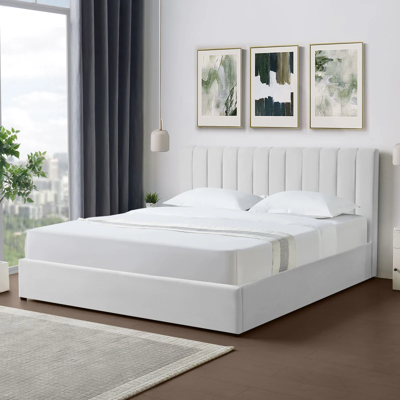 Image of Artemis Home Evelynne Fabric 180cm Superking Ottoman Bed Frame in Light Grey Size: Super King Light Grey Unisex Super King