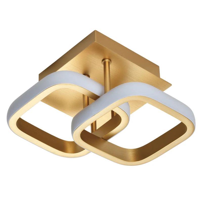 Image of Happy Homewares Contemporary LED Ceiling Light Fitting in Square Metal in Gold Gold Unisex