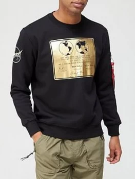 Image of Alpha Industries Lunar Metallic Plaque Sweatshirt - Black