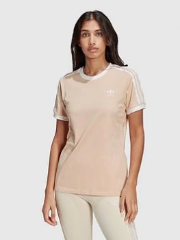 Image of adidas Originals 3 Stripe T-Shirt - Blush, Blush, Size 6, Women