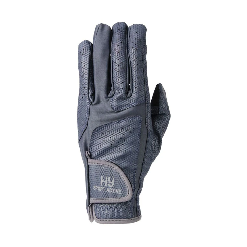 Image of Hy Sport Active Logo Riding Gloves in Mid Navy Size: Large Mid Navy Unisex L