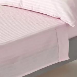 Image of HOMESCAPES Dusky Pink Violet Egyptian Cotton Satin Stripe Flat Sheet 330 Thread Count, King - Dusky Pink Violet - Dusky Pink Violet