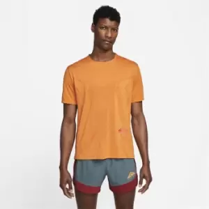 Image of Nike Dri-FIT Rise 365 Mens Short-Sleeve Trail Running Top - Orange