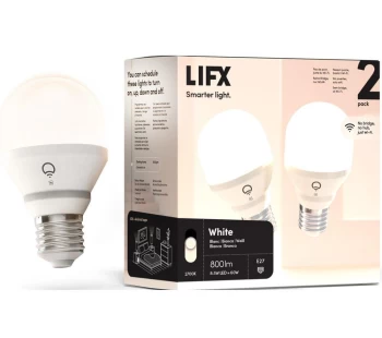 Image of LIFX White Smart LED Light Bulb - E27, Pack of 2