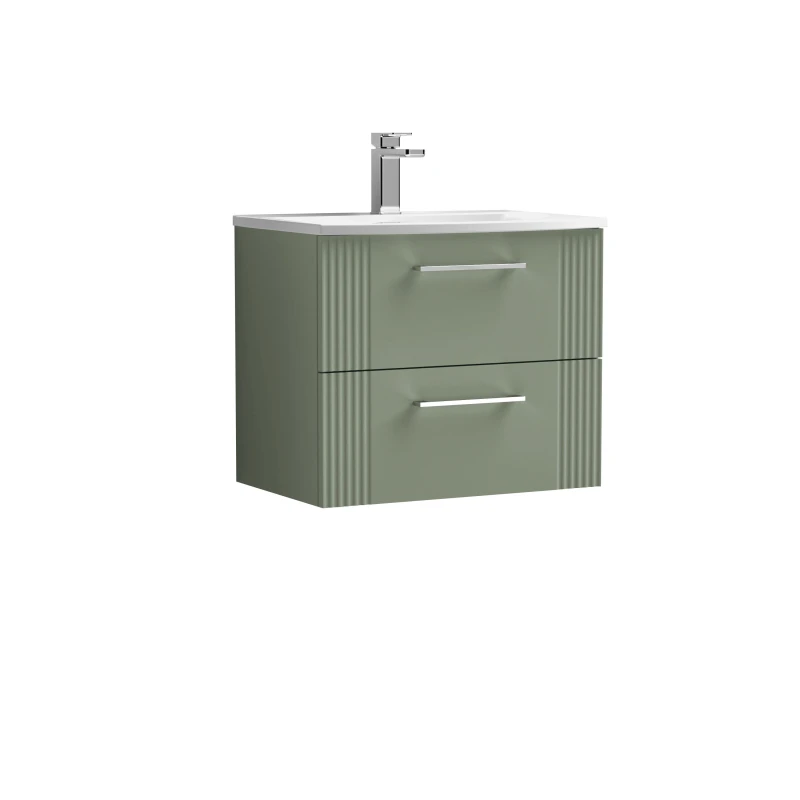 Image of Balterley 2 Drawer Wall Hung Vanity Unit Curved Basin Green 600mm Green