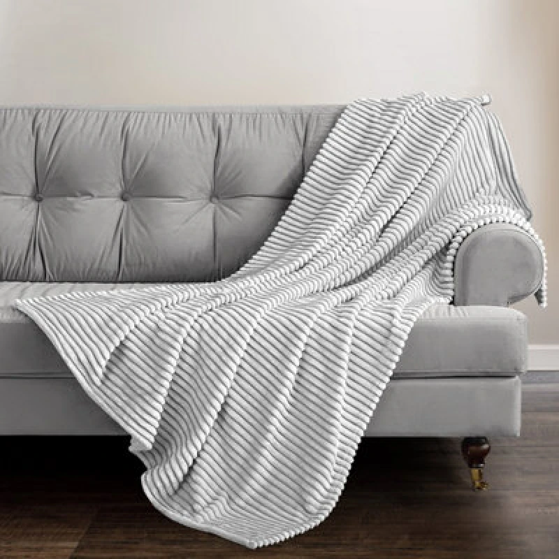 Image of Velosso Supersnug Cloud Soft Throw Blanket - Thermal Soft, Ribbed Design For Sofa, Bed, Lounge - 150Cm X 200Cm Weave Blanket - Charcoal
