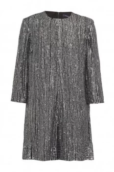 Image of French Connection Desiree Disco Long Sleeve Playsuit Nearly Black