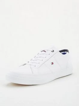 Image of Tommy Hilfiger Core Corporate Flag Trainers - White, Size 6, Men