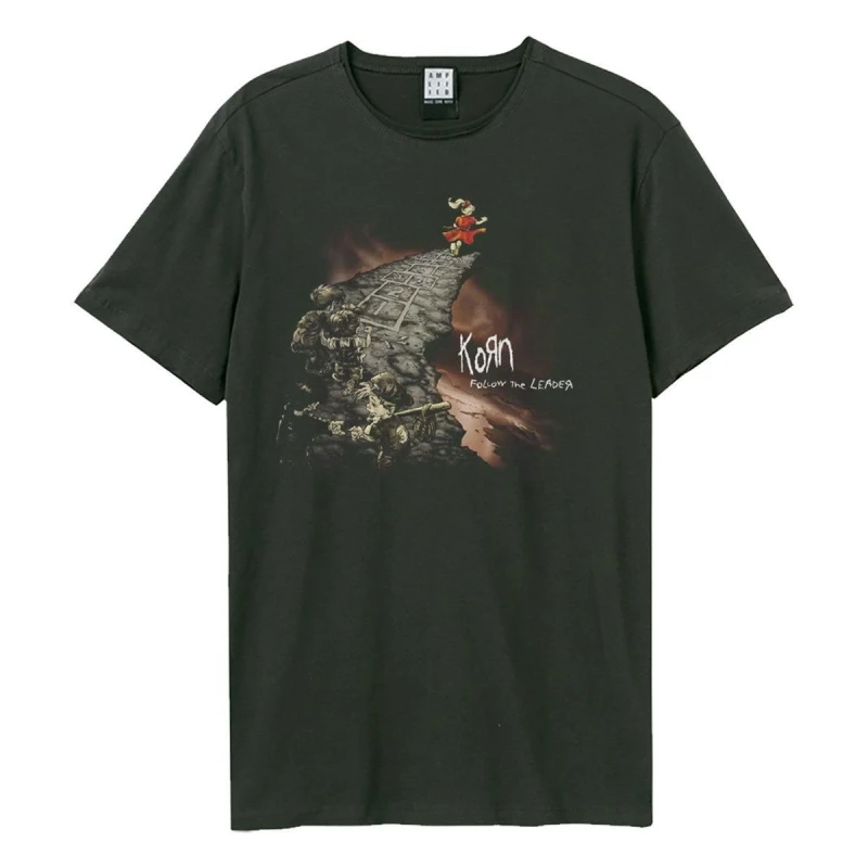 Image of Amplified Amplified Men Follow The Leader Korn T-Shirt in Charcoal Size: 3X-Large Charcoal XXXL Male 5063703714587